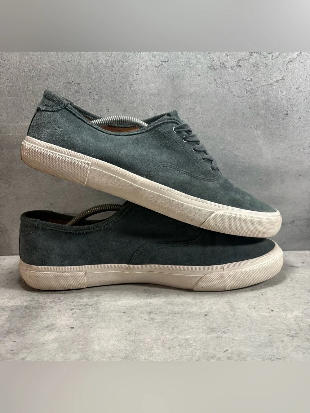 Frye‎ Ludlow Mens 12 Sneakers Canvas Green Leather Suede Lace Up Casual Shoes